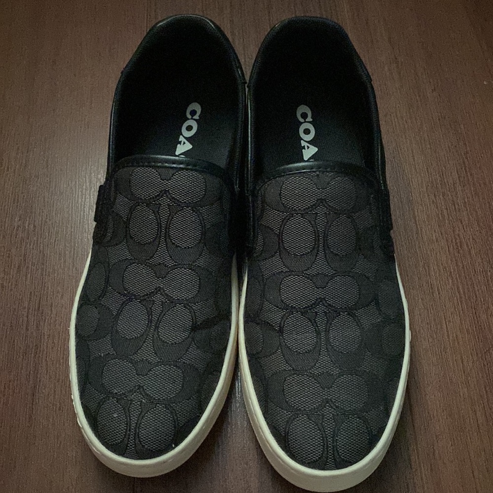 Coach Slip on Black Shoes Logo